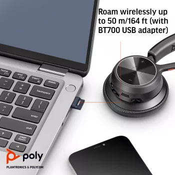 HP Poly Voyager 4320 USB-C-kuuloke +BT700-sovitin, langaton, toimisto/asiakaspalvelukeskus, kuuloke, musta