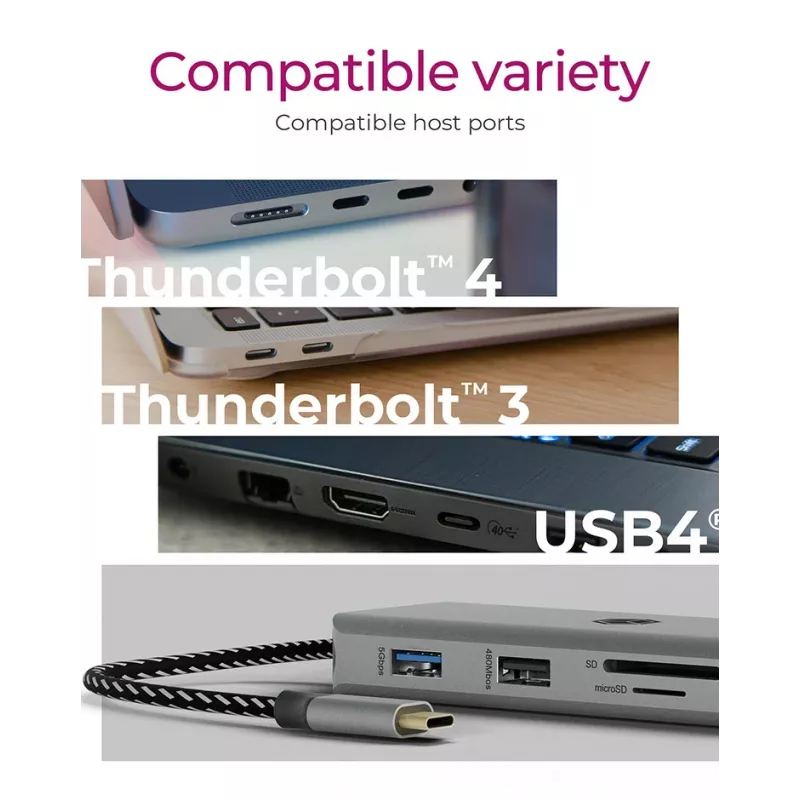 ICY BOX IB-DK4012-CPD johdollinen USB 3.2 Gen 1 (3.1 Gen 1) Type-C antrasiitti, musta