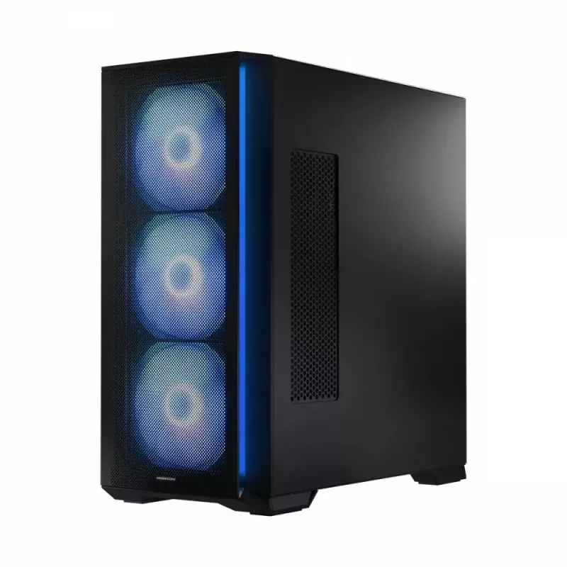PC-kotelo MODECOM Horizon ARGB FLOW MIDI musta — E-ATX-tuki, karkaistu lasi, ARGB, USB-C, max. GPU 400 mm