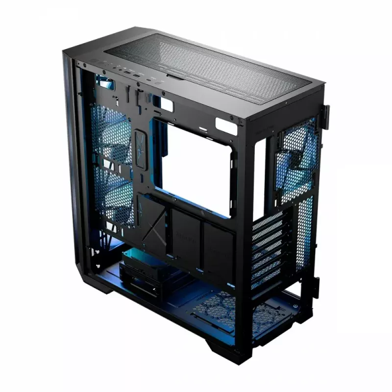 PC-kotelo MODECOM Horizon ARGB FLOW MIDI musta — E-ATX-tuki, karkaistu lasi, ARGB, USB-C, max. GPU 400 mm