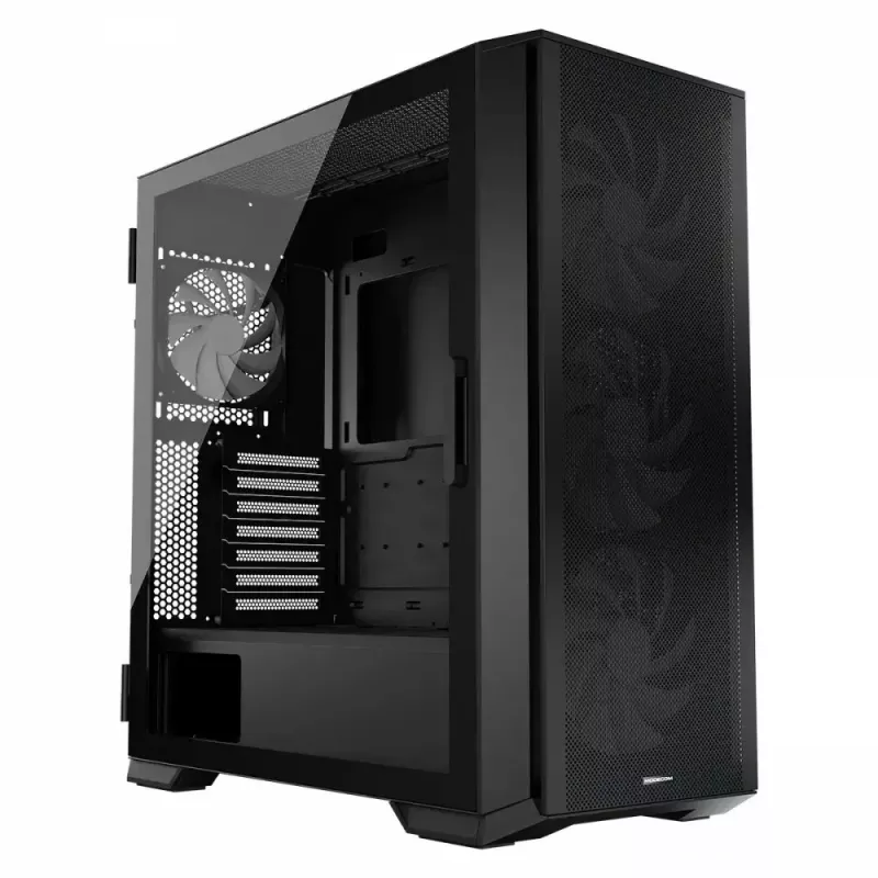 PC-kotelo MODECOM Horizon ARGB FLOW MIDI musta — E-ATX-tuki, karkaistu lasi, ARGB, USB-C, max. GPU 400 mm