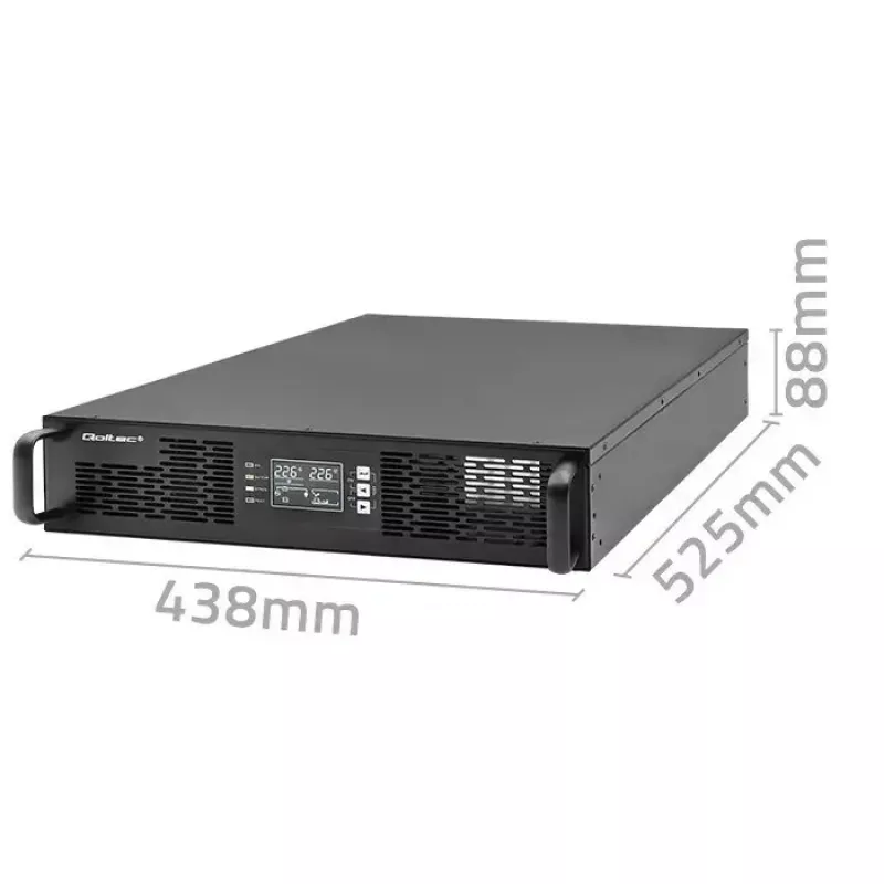 Rack-UPS QOLTEC 52286 2 kVA (2000 W) tehokerroin 1,0, rack-asennettava