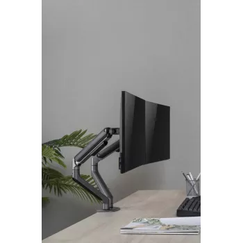 GEMBIRD säädettävä pöytään kiinnitettävä kaksoisnäyttöteline, Space Gray