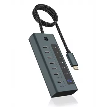 ICY BOX IB-HUB1457-C31 USB 3.2 Gen 1 (3.1 Gen 1) Type-C 10000 Mbit/s sininen, harmaa