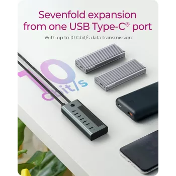 ICY BOX IB-HUB1457-C31 USB 3.2 Gen 1 (3.1 Gen 1) Type-C 10000 Mbit/s sininen, harmaa