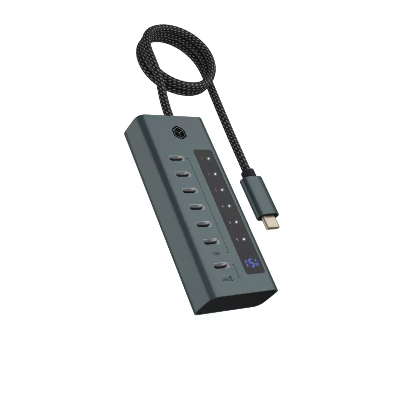 ICY BOX IB-HUB1457-C31 USB 3.2 Gen 1 (3.1 Gen 1) Type-C 10000 Mbit/s sininen, harmaa