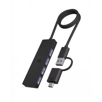 ICY BOX IB-HUB1424-C3 USB 3.2 Gen 1 (3.1 Gen 1) Type-A + Type-C 5000 Mbit/s musta