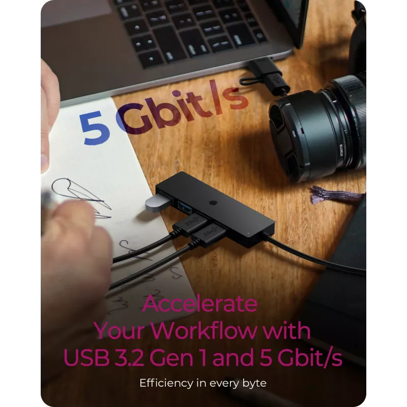 ICY BOX IB-HUB1424-C3 USB 3.2 Gen 1 (3.1 Gen 1) Type-A + Type-C 5000 Mbit/s musta