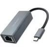 Qoltec 50352 RJ-45-liitäntäkortti USB Type-C liitäntä harmaa