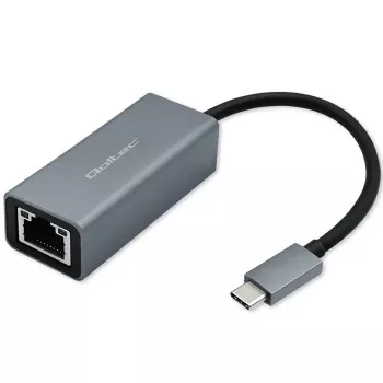 Qoltec 50352 RJ-45-liitäntäkortti USB Type-C liitäntä harmaa