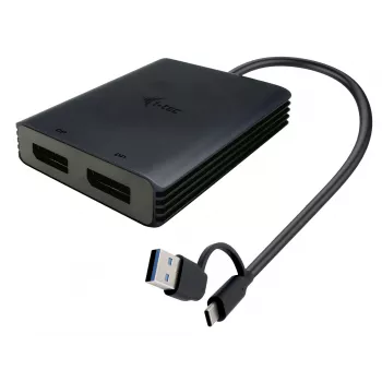 i-tec USB-A/USB-C Dual 4K/60 Hz DisplayPort -videosovitin, 0,27 m, USB Type-A/USB Type-C, 2 x DisplayPort, uros, naaras, 3840 x 2160 pikseliä
