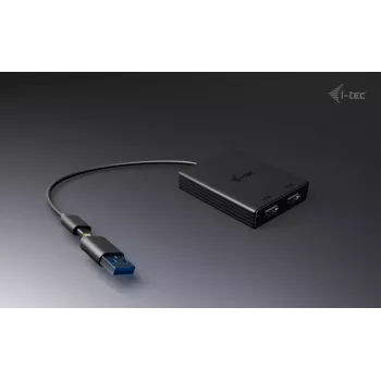 i-tec USB-A/USB-C Dual 4K/60 Hz DisplayPort -videosovitin, 0,27 m, USB Type-A/USB Type-C, 2 x DisplayPort, uros, naaras, 3840 x 2160 pikseliä