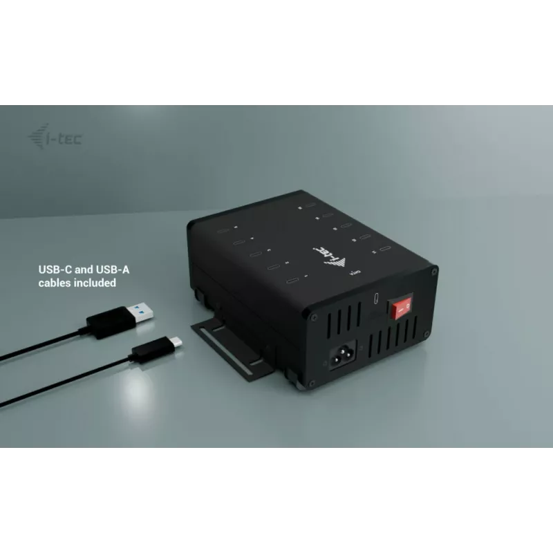 i-tec USB-C/USB-A metallinen lataus- ja data-keskitin, 15 W per portti, 10x USB-C
