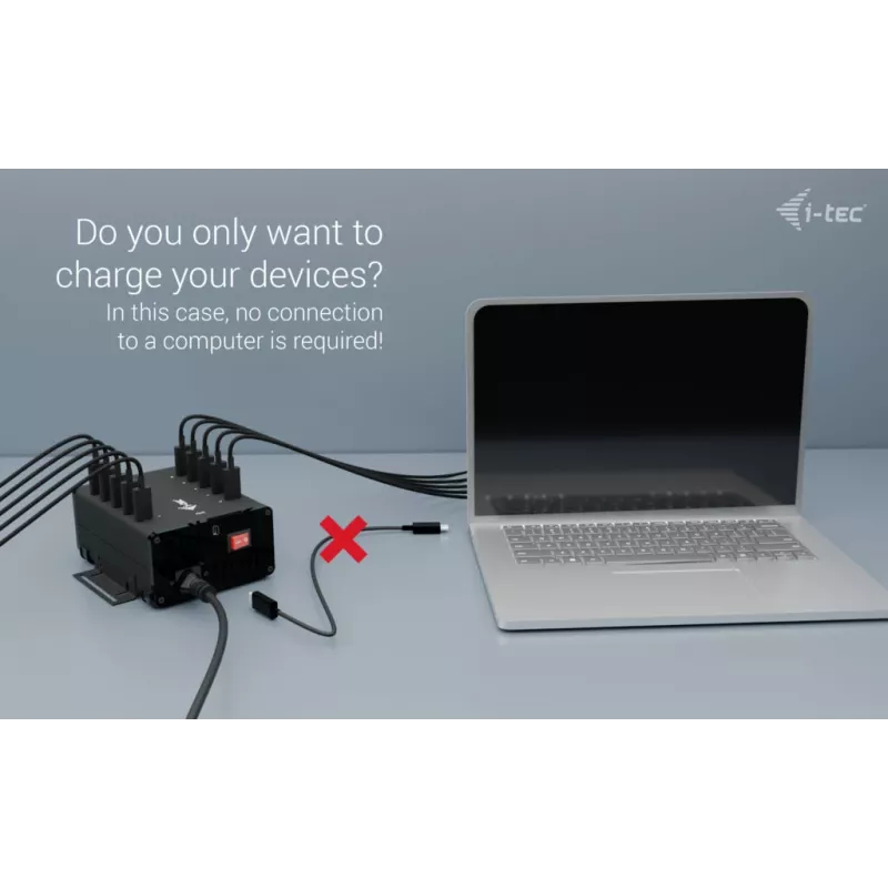i-tec USB-C/USB-A metallinen lataus- ja data-keskitin, 15 W per portti, 10x USB-C