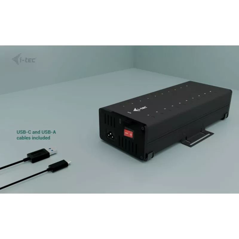 i-tec USB-C/USB-A metallinen lataus- ja datakeskitin, 15W liitäntää kohti, 20x USB-C