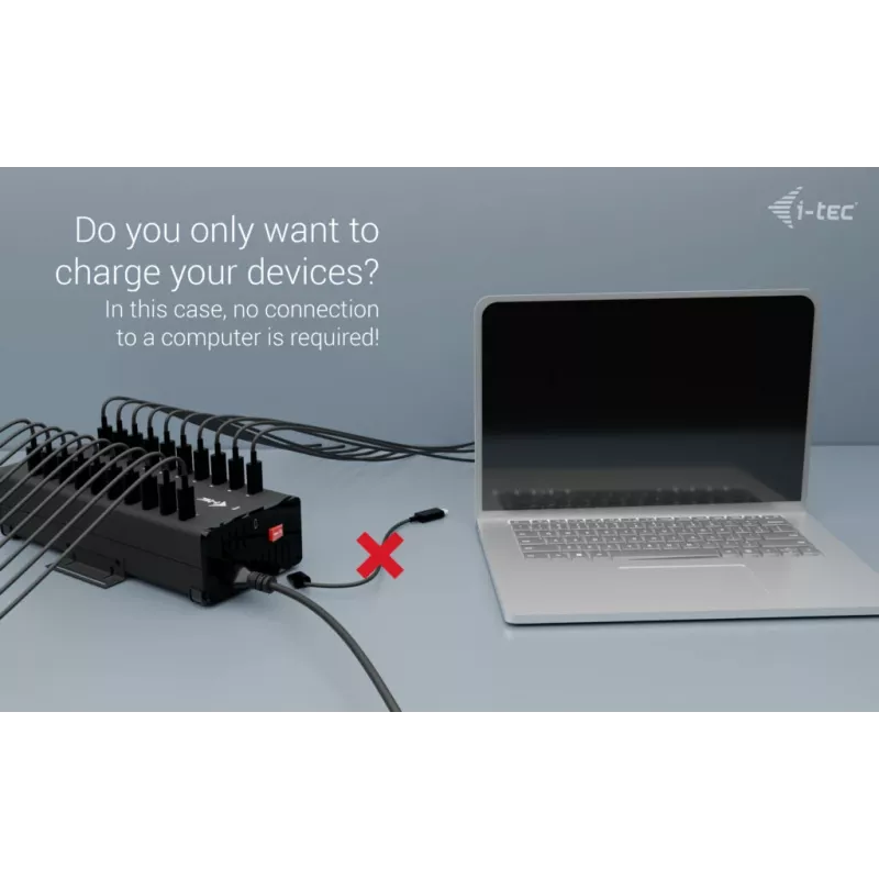 i-tec USB-C/USB-A metallinen lataus- ja datakeskitin, 15W liitäntää kohti, 20x USB-C