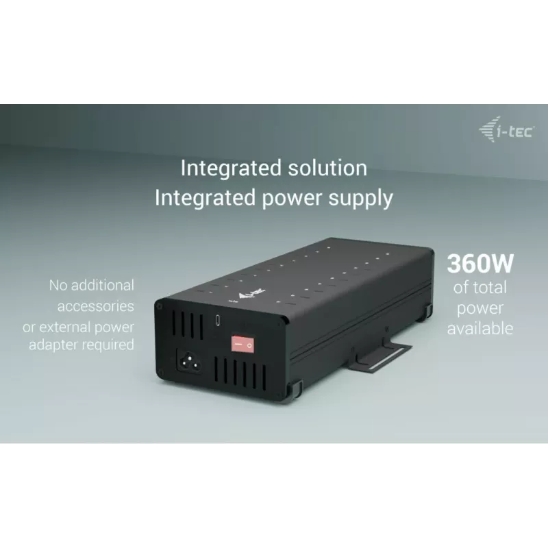 i-tec USB-C/USB-A metallinen lataus- ja datakeskitin, 15W liitäntää kohti, 20x USB-C