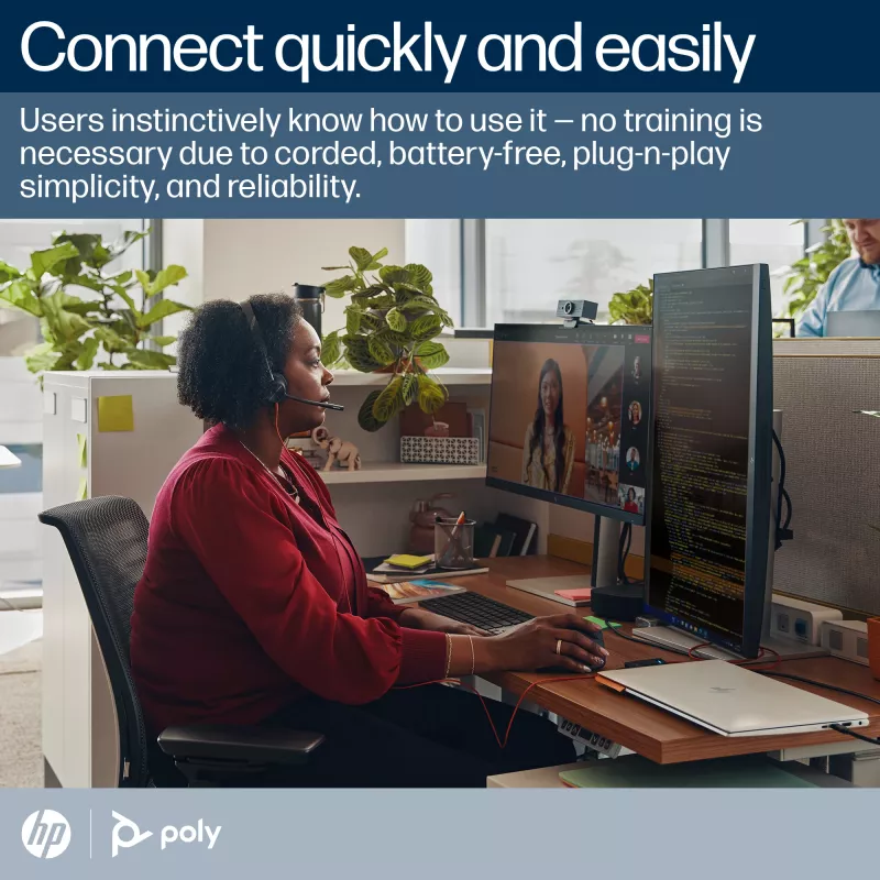 HP Poly Blackwire 3310 yksikanavainen Microsoft Teams -sertifioitu USB-C-kuulokemikrofoni + USB-C/A-sovitin