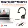 HP Poly Blackwire 3310 yksikanavainen Microsoft Teams -sertifioitu USB-C-kuulokemikrofoni + USB-C/A-sovitin