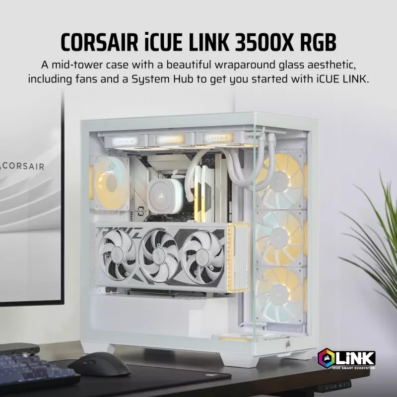 CORSAIR PC-kotelo - iCUE Link 3500x RGB Mid-Tower - valkoinen