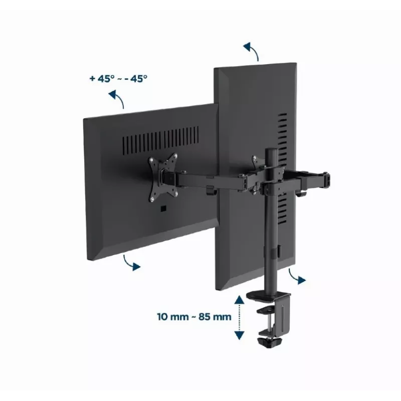 GEMBIRD säädettävä pöytään kiinnitettävä kaksoisnäyttövarsi, 17 inch-32 inch