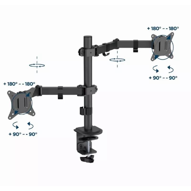 GEMBIRD säädettävä pöytään kiinnitettävä kaksoisnäyttövarsi, 17 inch-32 inch