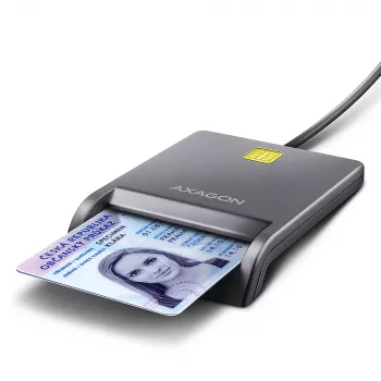 Axagon CRE-SM3T USB-A äly-/ID-kortinlukija, litteä, USB 2.0, 1,3 m, musta, 56 g