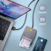 Axagon CRE-SM3T USB-A äly-/ID-kortinlukija, litteä, USB 2.0, 1,3 m, musta, 56 g