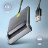 Axagon CRE-SM3T USB-A äly-/ID-kortinlukija, litteä, USB 2.0, 1,3 m, musta, 56 g