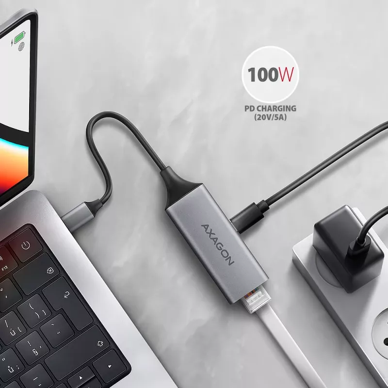 Axagon ADE-TXPD USB-C Gigabit Ethernet -sovitin PD 100W