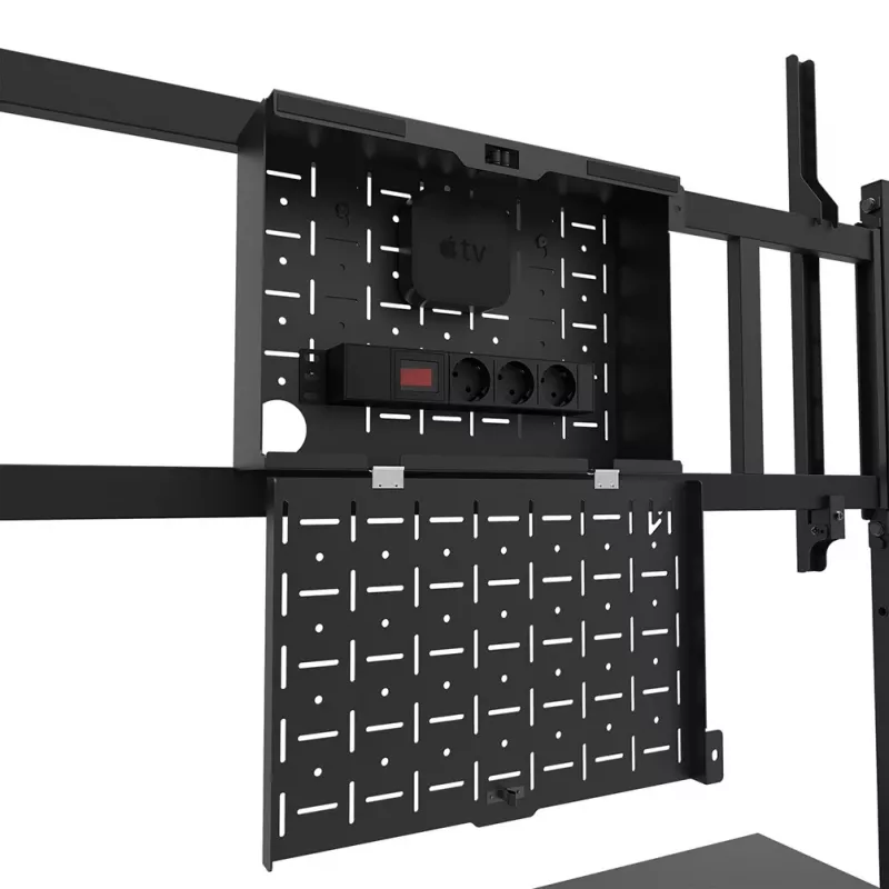 Neomounts MOVE Go XL FL50-575BL1 TV-teline 65-110 tuumaa, enint. 125 kg, korkeus säädettävissä 129-139 cm, VESA 100x100-1100x600, lukittava, TÜV-sertifioitu, musta