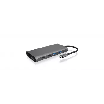 ICY BOX IB-DK4050-CPD johdollinen USB 3.2 Gen 1 (3.1 Gen 1) Type-C antrasiitti