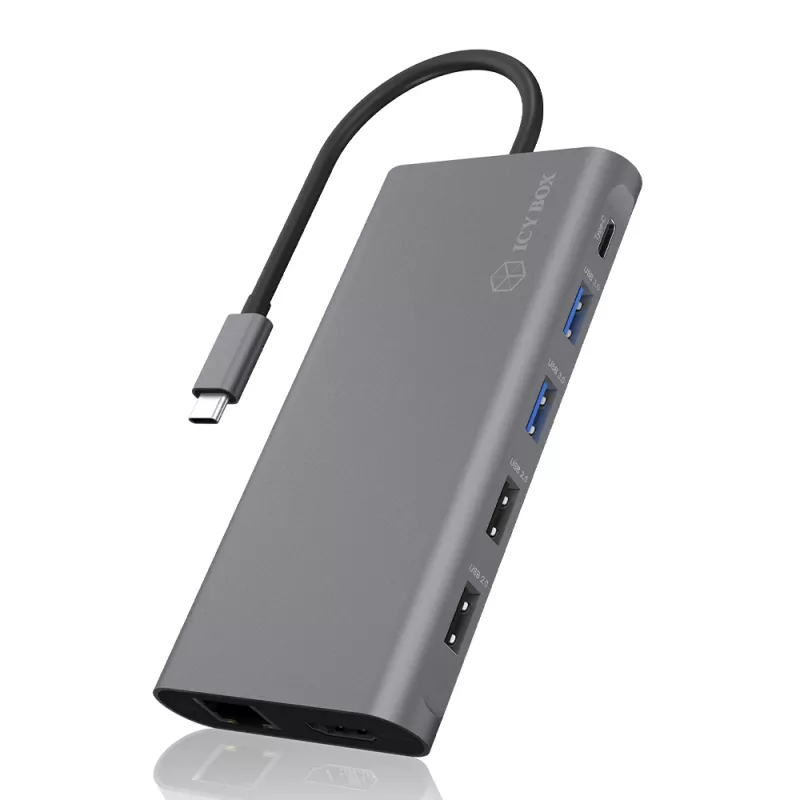 ICY BOX IB-DK4050-CPD johdollinen USB 3.2 Gen 1 (3.1 Gen 1) Type-C antrasiitti