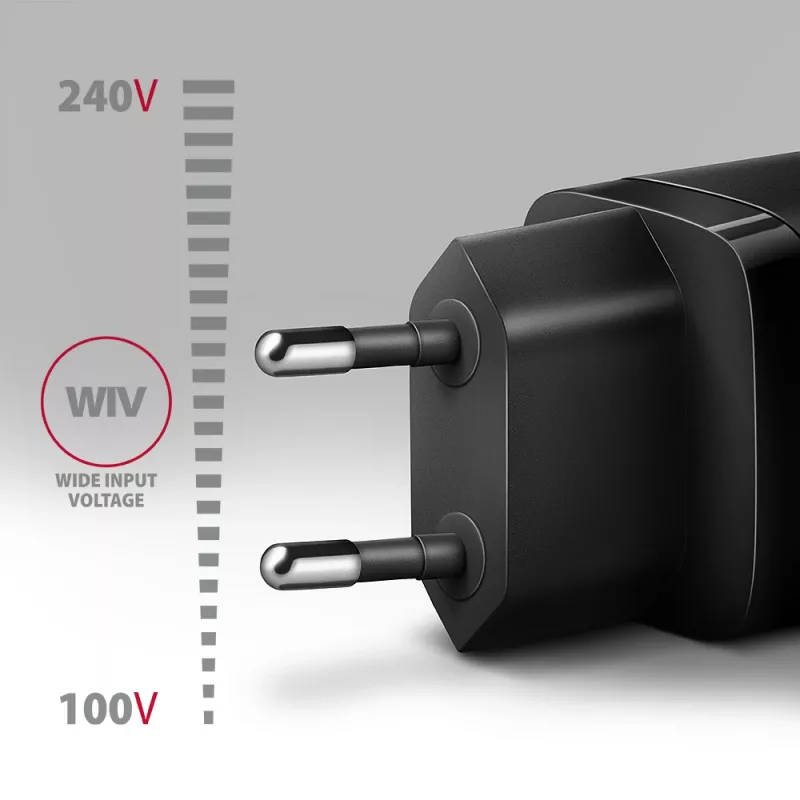 Axagon ACU-PD30 PD3.0 & QC4+ 1x lähtö seinälaturi 30W, sisätila, AC, musta
