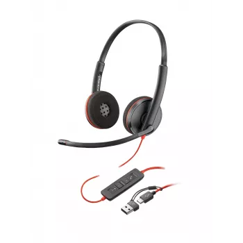HP Poly Blackwire 3220 stereo USB-C musta kuulokemikrofoni +USB-C/A adapteri (Bulk)