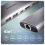 Axagon HMC-6G2L USB 10Gbps -keskitin, 2x USB-A, 1x USB-C, HDMI 4k/60Hz, RJ-45, PD 100W