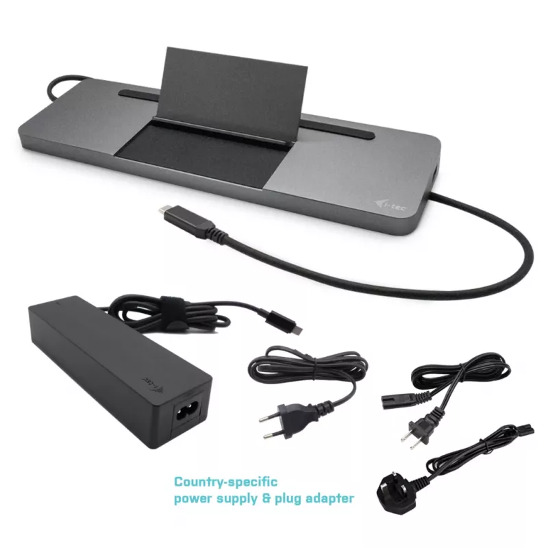 i-tec Metal SB-C ergonominen 4K 3x näyttö -telakointiasema Power Delivery 85 W + yleislaturi 100 W
