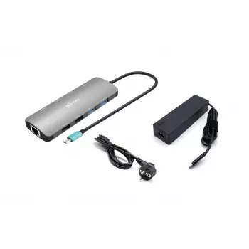 i-tec Metal USB-C Nano 2x näyttö -telakointiasema PD 100 W + laturi 100W