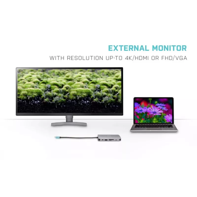 i-tec Metal USB-C Nano -telakka HDMI/VGA LAN + laturi 100 W