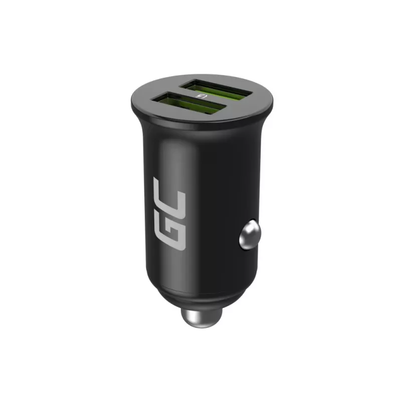 Green Cell GC PowerRide Nano36 CADM-GC-36AA autolaturi 36 W 6 A, 2 × USB-A, Ultra Charge -pikalataus, 12/24 V, musta