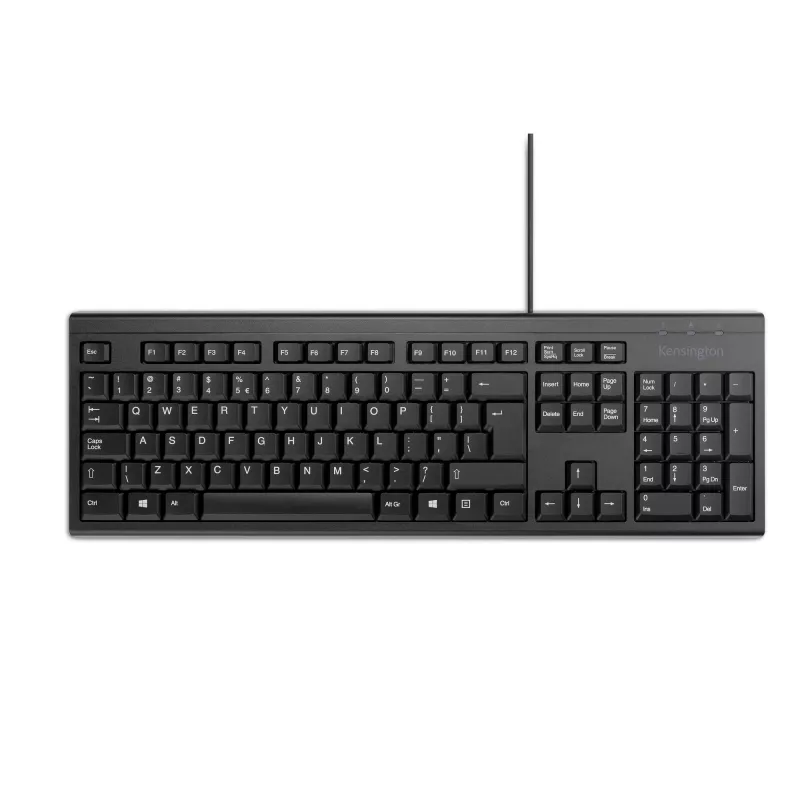 Kensington K63727WW, Full-size (100%), johdollinen, USB, kalvo, QWERTY, musta