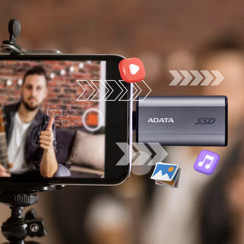 ADATA SC750 2 TB USB Type-C 3.2 Gen 2 (3.1 Gen 2) harmaa