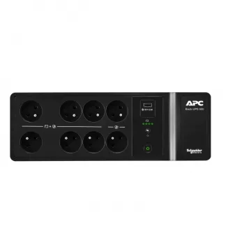 APC Back-UPS, 500VA/300W lattia-/seinäasennus, 230V, 8x ranskalainen/belgialainen pistorasia, USB Type-A-liitäntä, käyttäjän vaihdettava akku