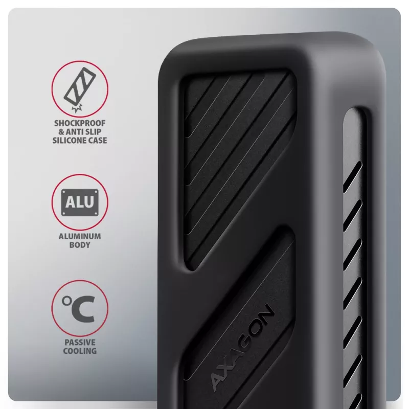 Axagon EEM2-20G USB-C 20Gbps - M.2 NVMe SSD ARMORED -kotelo