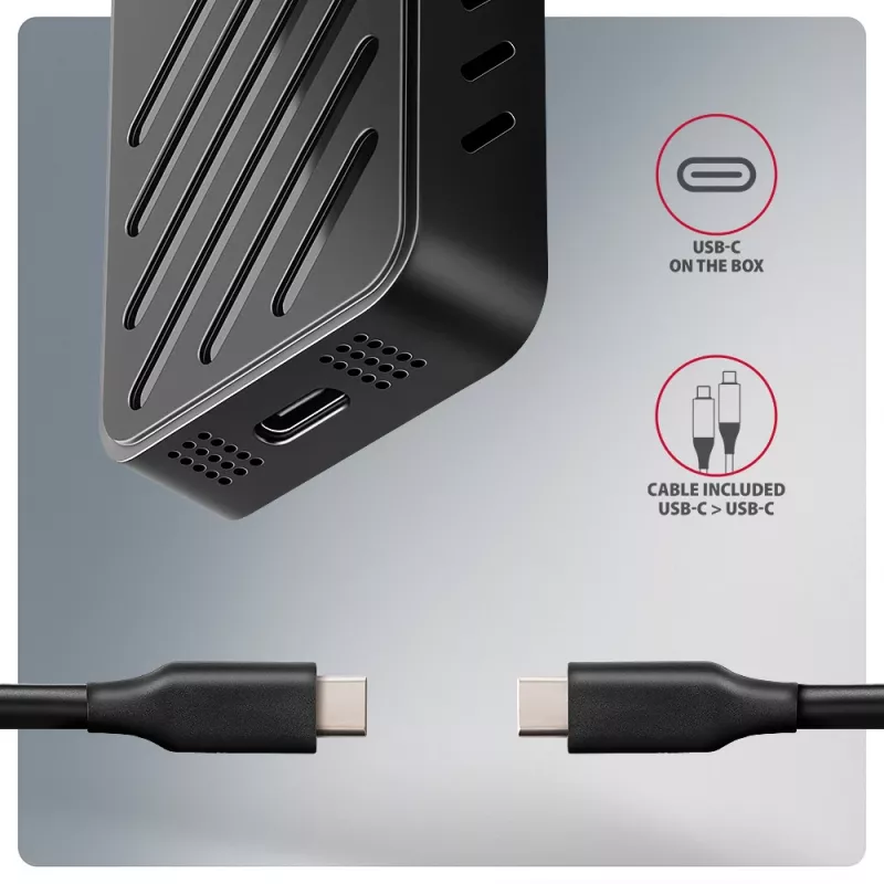 Axagon EEM2-20G USB-C 20Gbps - M.2 NVMe SSD ARMORED -kotelo