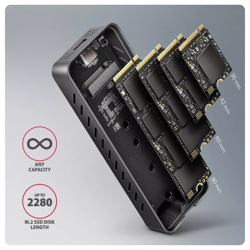 Axagon EEM2-20G USB-C 20Gbps - M.2 NVMe SSD ARMORED -kotelo