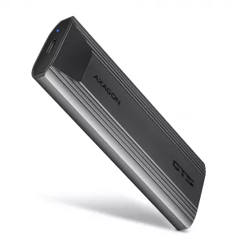 Axagon EEM2-GTS2 ulkoinen USB-C 10 Gbit/s metallikotelo M.2 NVMe & SATA SSD-asemille. Ruuviton