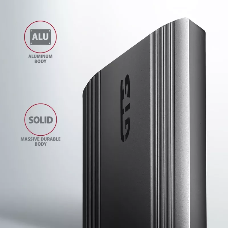Axagon EEM2-GTS2 ulkoinen USB-C 10 Gbit/s metallikotelo M.2 NVMe & SATA SSD-asemille. Ruuviton