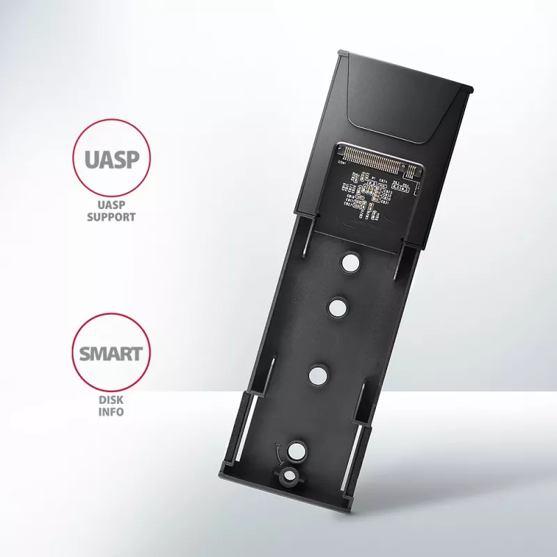 Axagon EEM2-GTS2 ulkoinen USB-C 10 Gbit/s metallikotelo M.2 NVMe & SATA SSD-asemille. Ruuviton