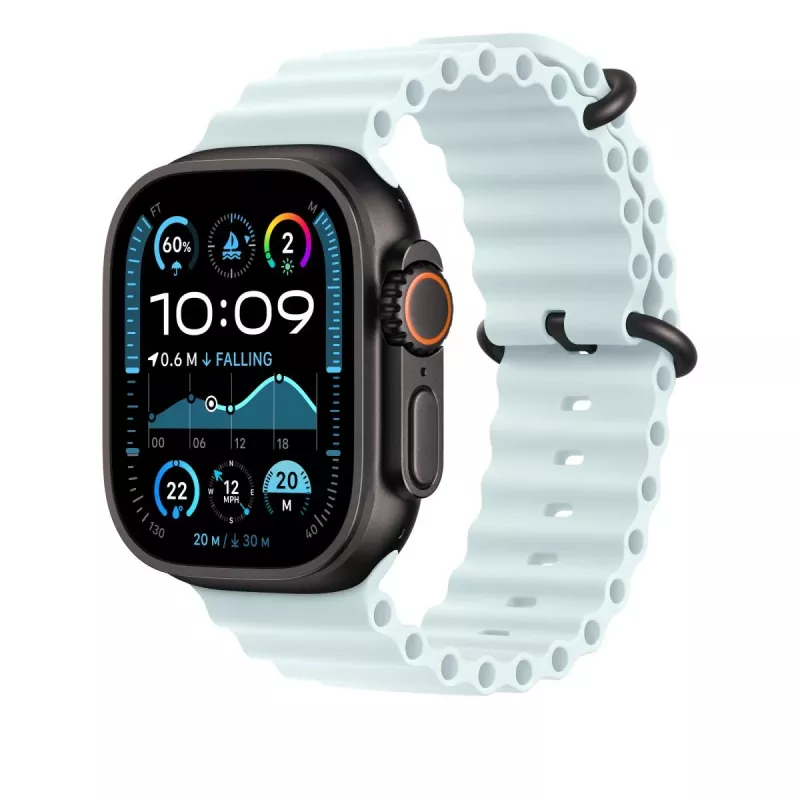 APPLE 49 mm Ice Blue Ocean Band jatko-osa – Black Titanium Finish